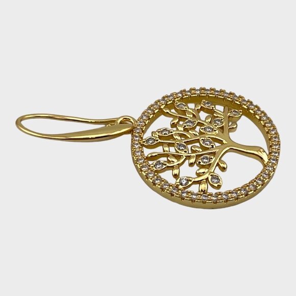 Gold Filled Tree of Life Earrings Pave CZs 18KT Gold Filled - Picture 5 of 8